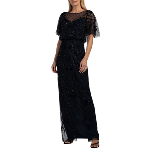ADRIANNA PAPELL Beaded Floral Column Gown - Picture 1 of 2